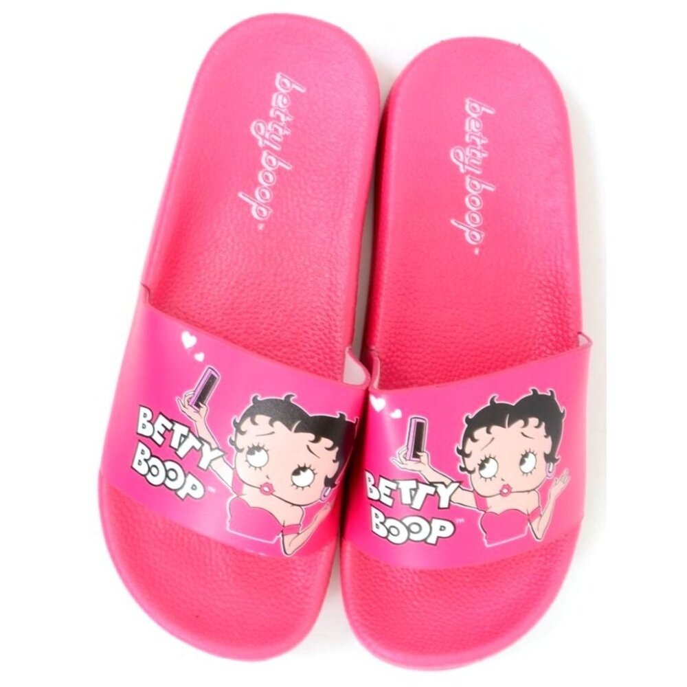 NEW Betty Boop Selfie Footbed Slide Slip-on Flat Beach Summer Sandals Women's